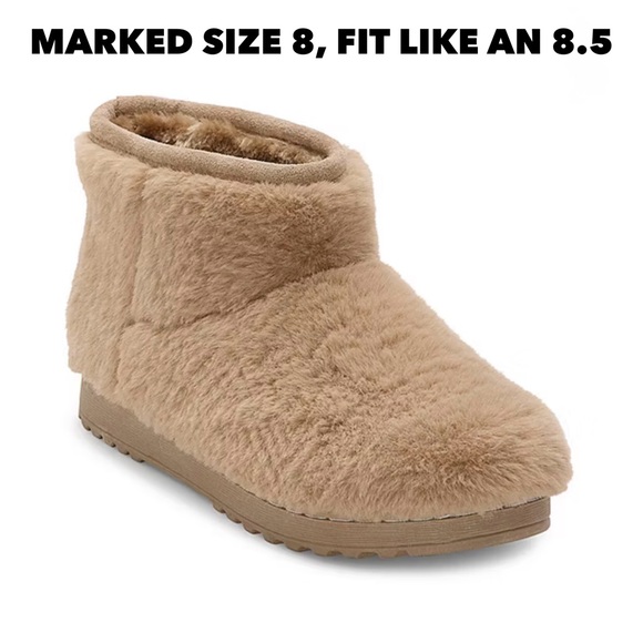 Arizona Jean Company Shoes - NWT tan AJC Slater faux fur short boots, marked 8 but fit an 8.5